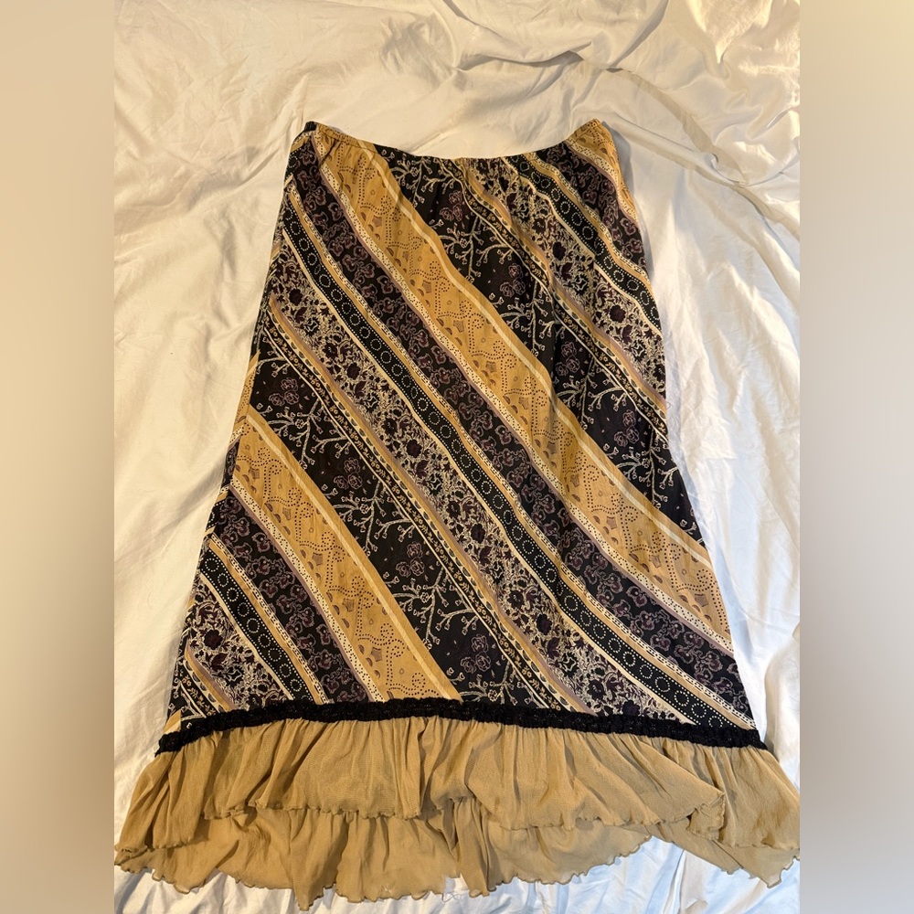 INC International Concepts Black and Gold A-Line Skirt